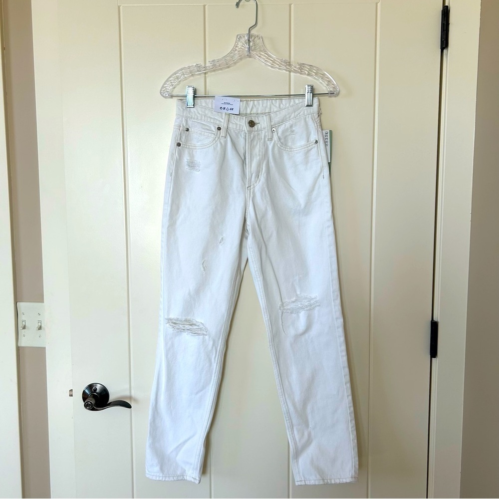 H & M White Boyfriend Low Waist Jeans Size 0 - Picture 2 of 7